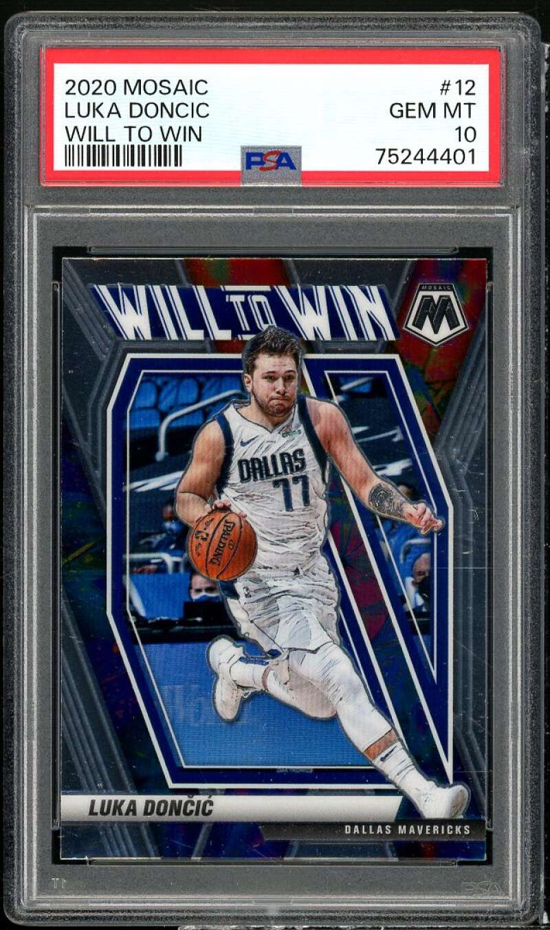 Luka Doncic Card 2021-22 Mosaic Will To Win #12 PSA 10 Image 1