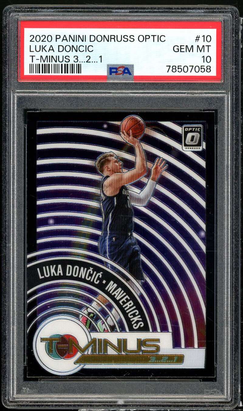 Luka Doncic Card 2020-21 Panini Donruss Optic T-Minus 3 2 1 #10 PSA 10 Image 1