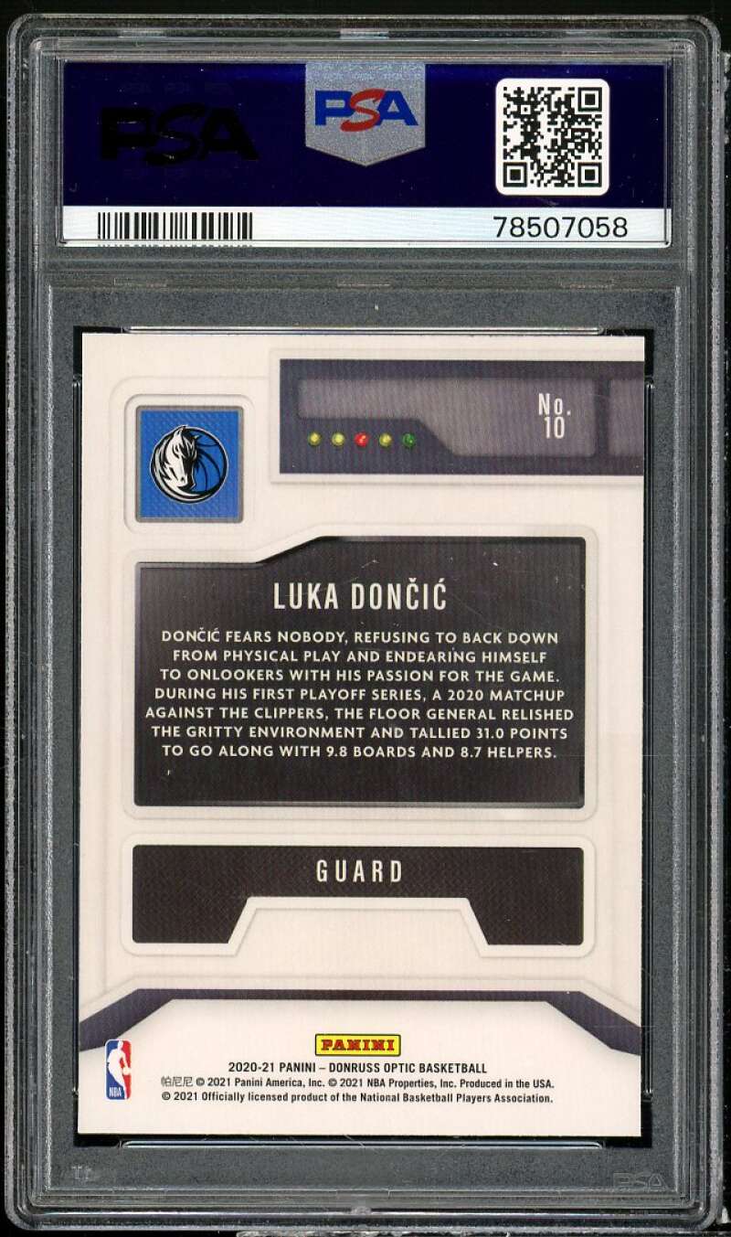 Luka Doncic Card 2020-21 Panini Donruss Optic T-Minus 3 2 1 #10 PSA 10 Image 2