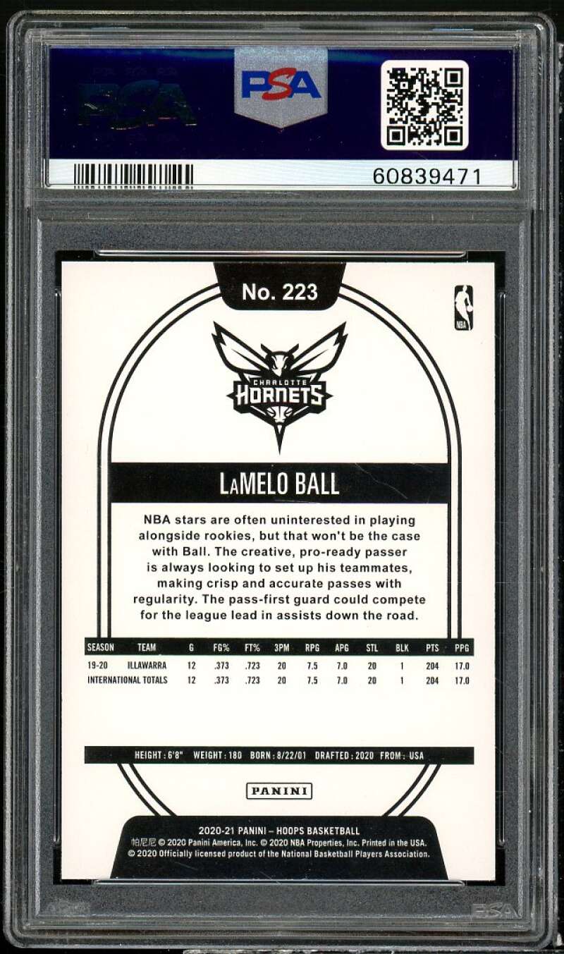 LaMelo Ball Rookie Card 2020-21 Panini Hoops #223 PSA 9 Image 2