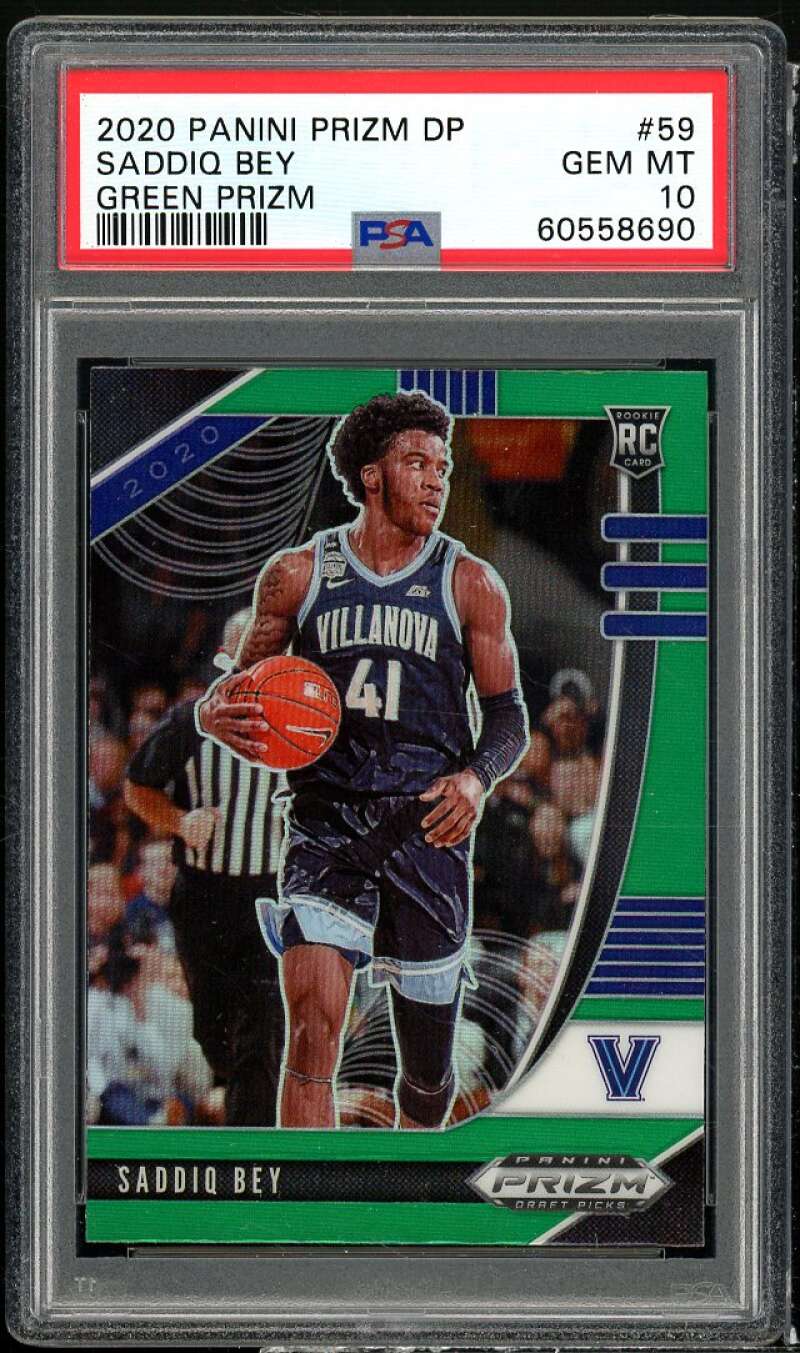 Saddiq Bey Rookie Card 2020-21 Panini Prizm Draft Picks Green Prizm #59 PSA 10 Image 1