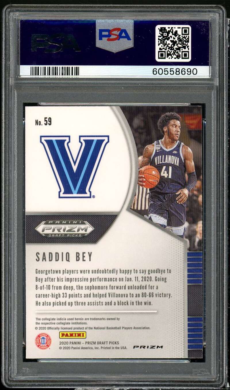 Saddiq Bey Rookie Card 2020-21 Panini Prizm Draft Picks Green Prizm #59 PSA 10 Image 2