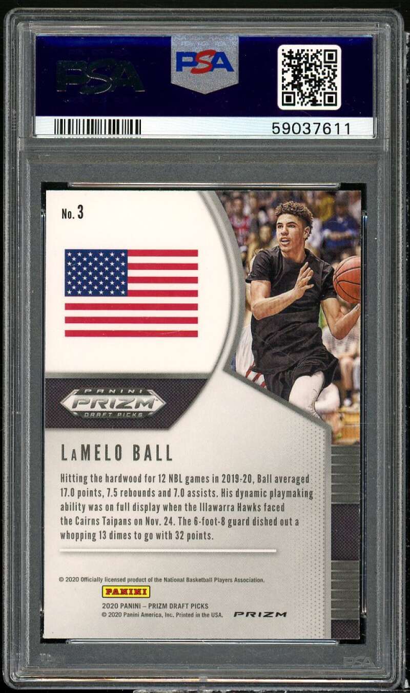 LaMelo Ball Rookie Card 2020-21 Panini Prizm Draft Picks Red Ice #3 PSA 10 Image 2