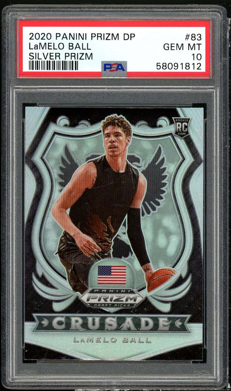 LaMelo Ball Rookie Card 2020-21 Panini Prizm Draft Picks Silver Prizm #83 PSA 10 Image 1