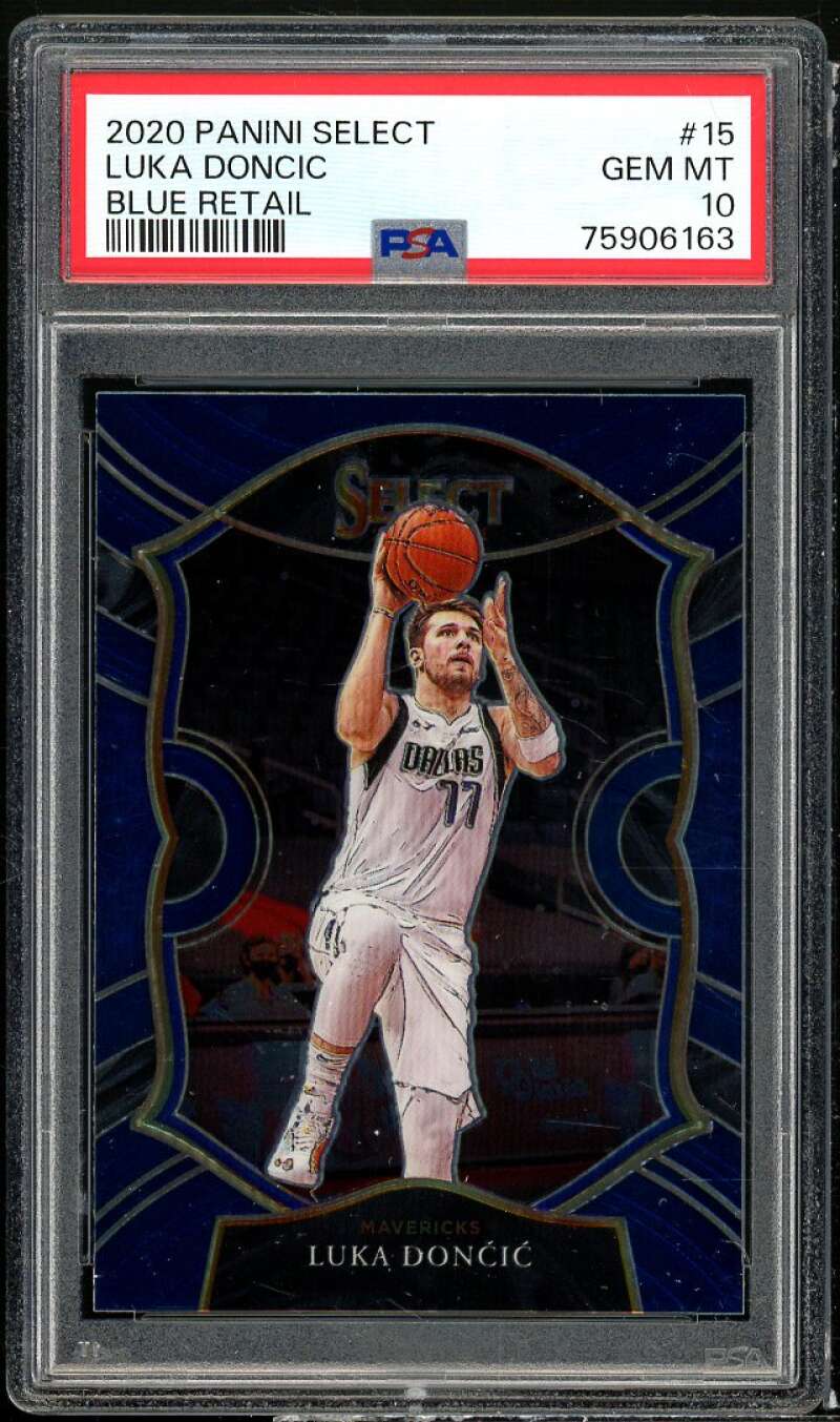 Luka Doncic Card 2020-21 Panini Select Blue Retail #15 PSA 10 Image 1