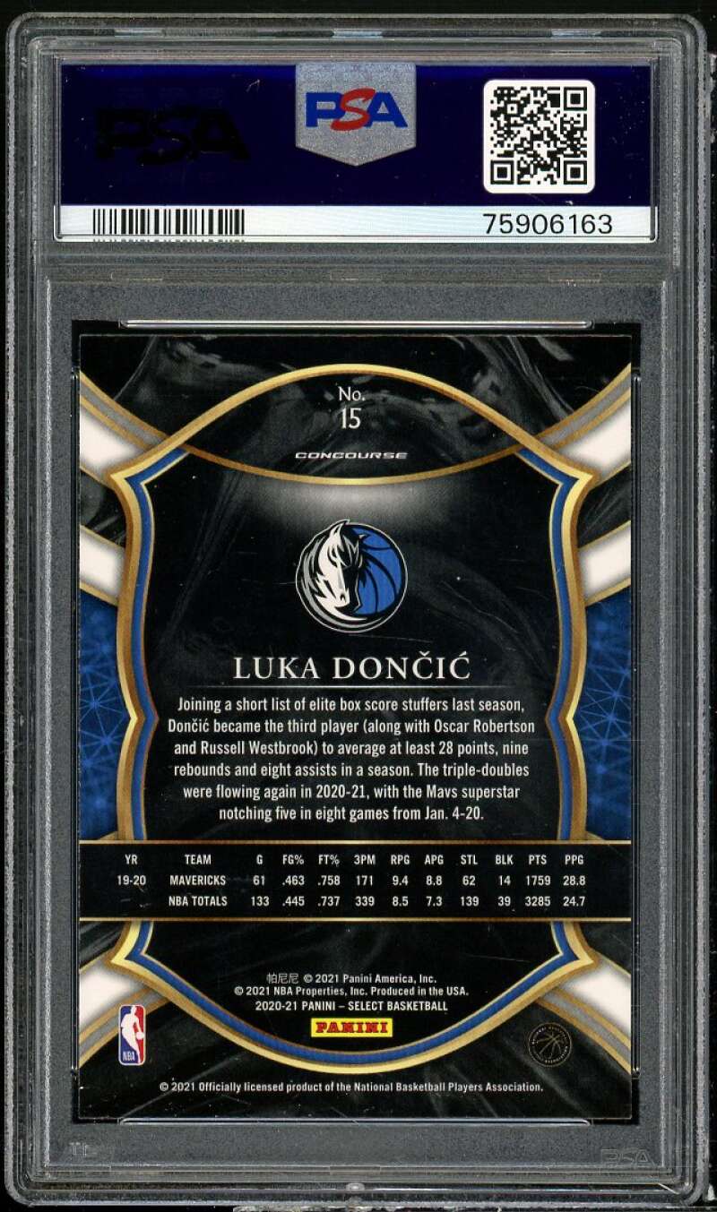 Luka Doncic Card 2020-21 Panini Select Blue Retail #15 PSA 10 Image 2