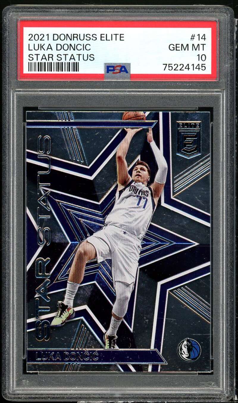 Luka Doncic Card 2021-22 Donruss Elite Star Status #14 PSA 10 Image 1