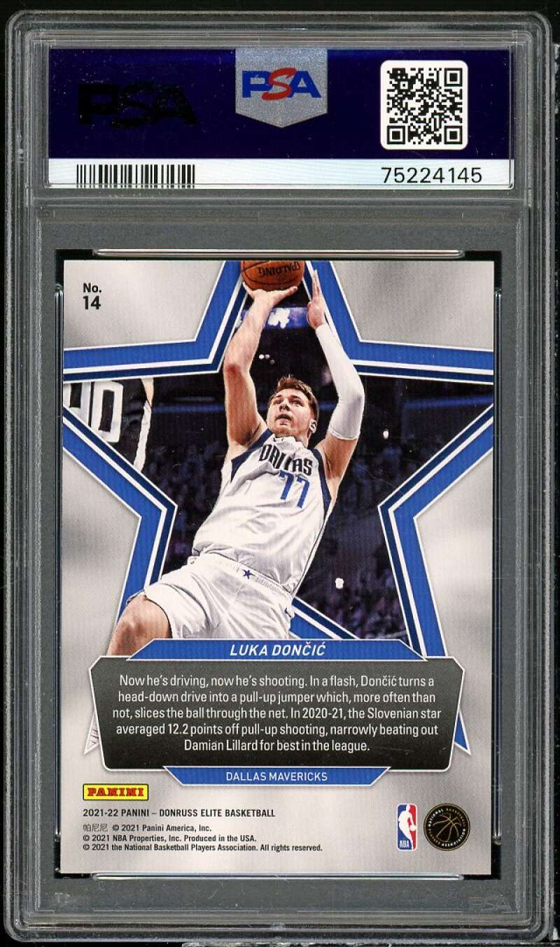 Luka Doncic Card 2021-22 Donruss Elite Star Status #14 PSA 10 Image 2