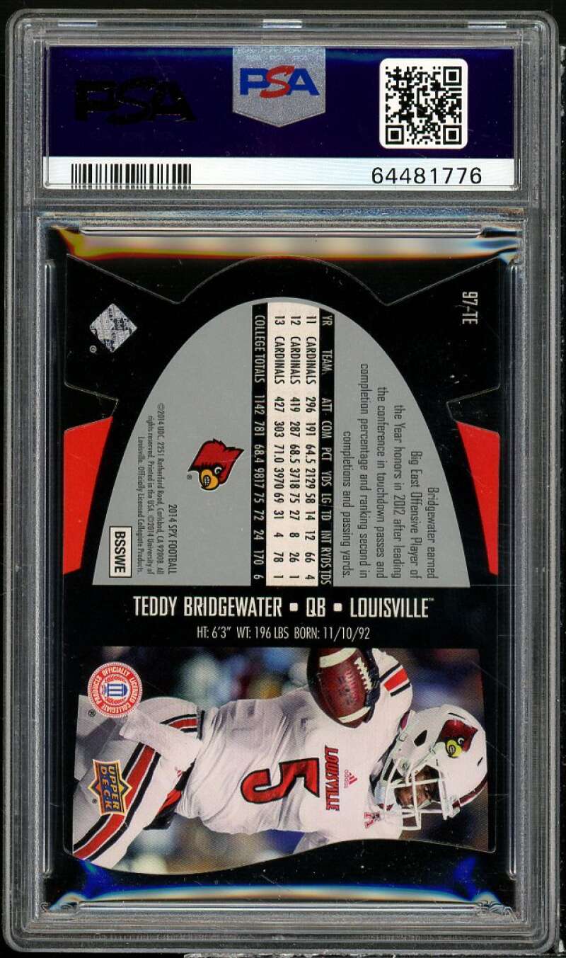 Teddy Bridgewater Rookie Card 2014 SPX 1997 SPX Rookies #97-TE PSA 10 Image 2