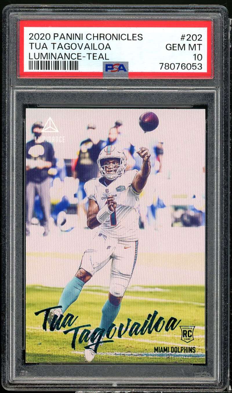 Tua Tagovailoa Rookie Card 2020 Panini Chronicles Luminance Teal #202 PSA 10 Image 1