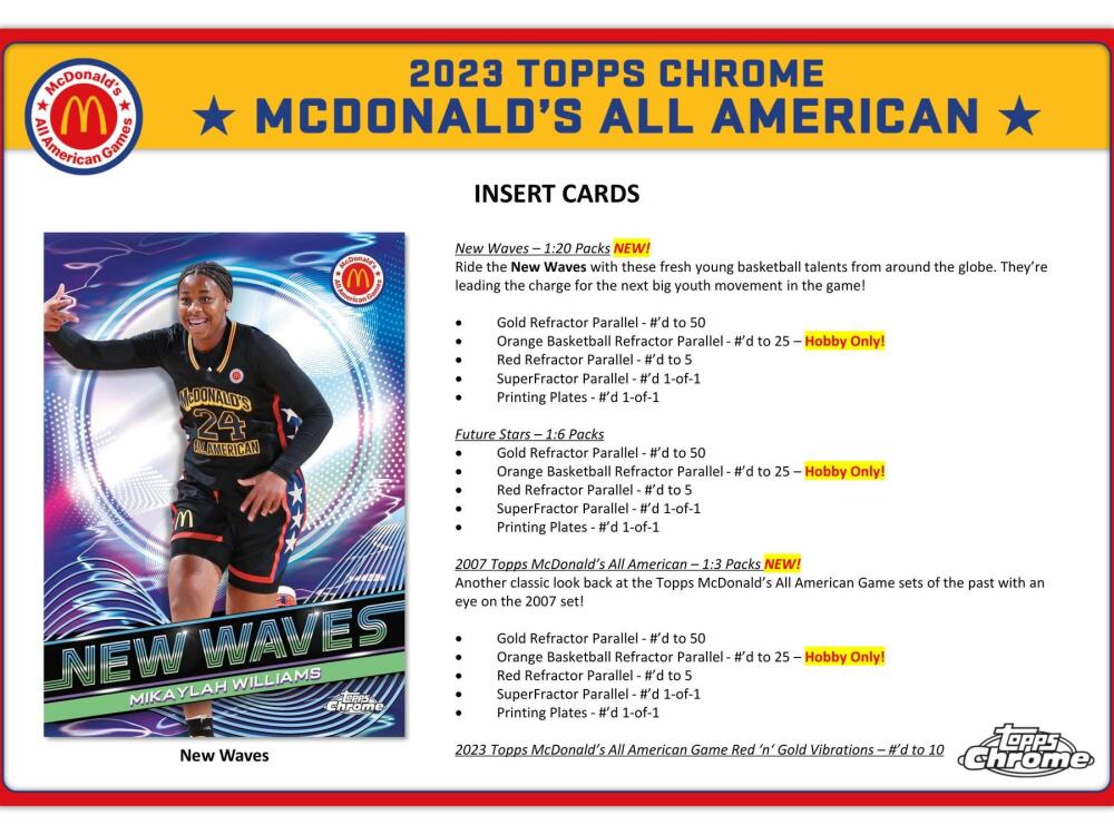 2023 Topps McDonald's All American Chrome Basketball Hobby Box Image 6