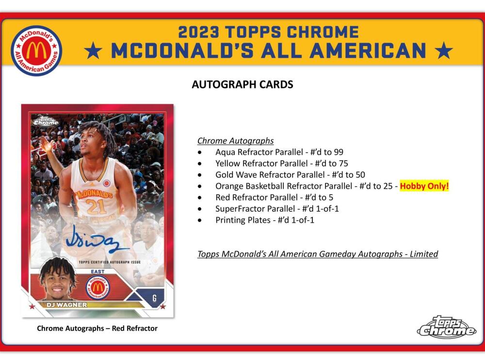 2023 Topps McDonald's All American Chrome Basketball Hobby Box Image 7