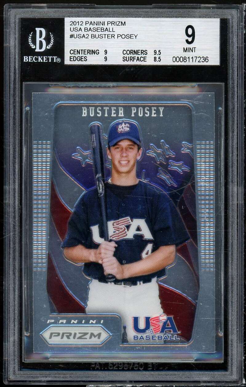 Buster Posey Card 2012 Panini Prizm USA Baseball #USA2 BGS 9 (9 9.5 9 8.5) Image 1