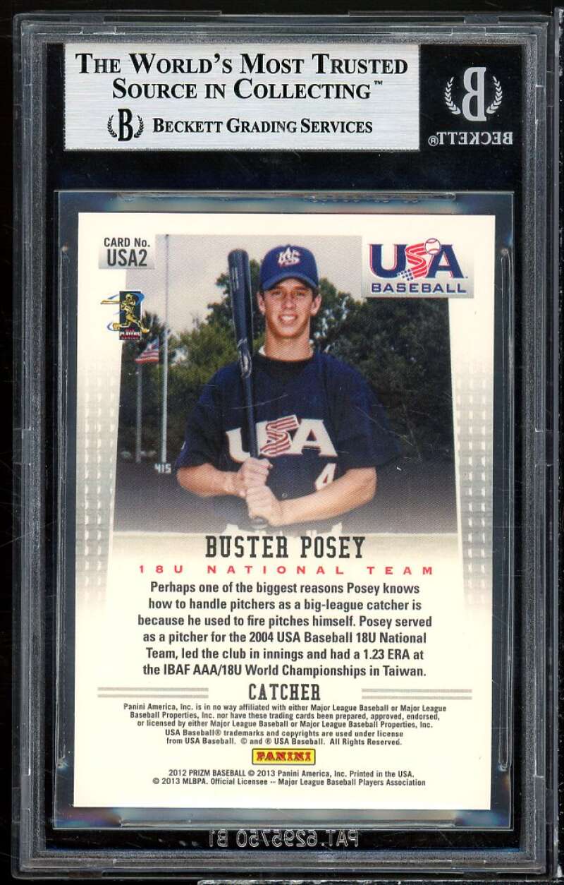 Buster Posey Card 2012 Panini Prizm USA Baseball #USA2 BGS 9 (9 9.5 9 8.5) Image 2