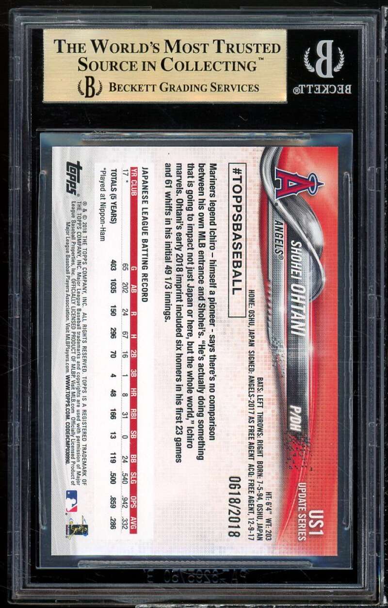 Shohei Ohtani Rookie Card 2018 Topps Update Gold #US1 BGS 9.5 (10 9.5 9.5 9.5) Image 2