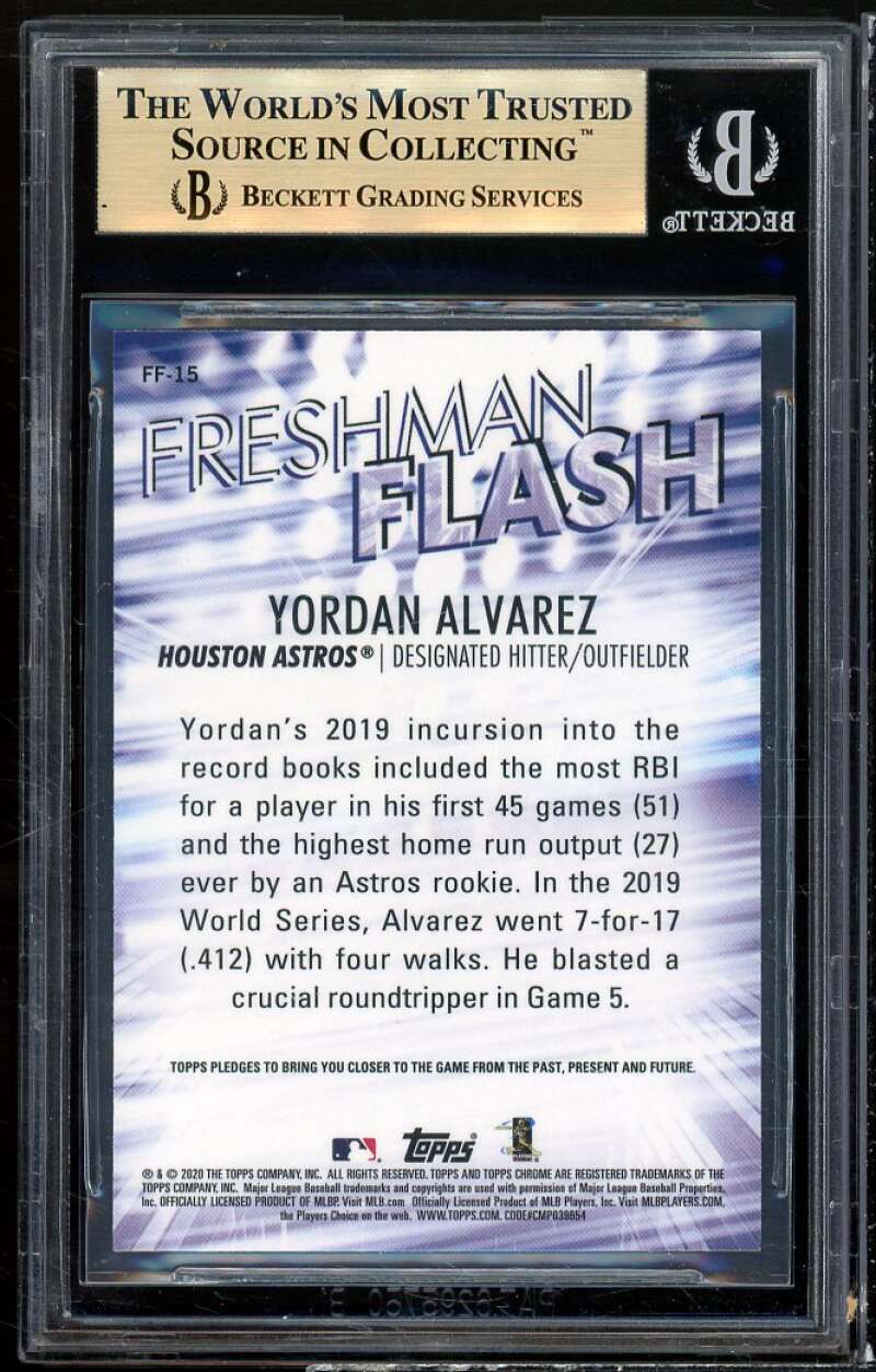 Yordan Alvarez Rookie Card 2020 Topps Chrome Freshman Flash #FF-15 BGS 9.5 Image 2