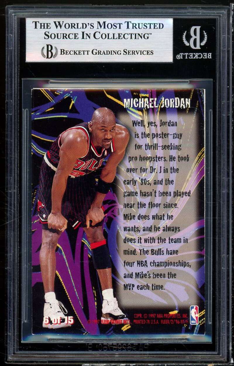 Michael Jordan Card 1996-97 Fleer Thrill Seekers #6 BGS 7.5 (9 8 6.5 9) Image 2