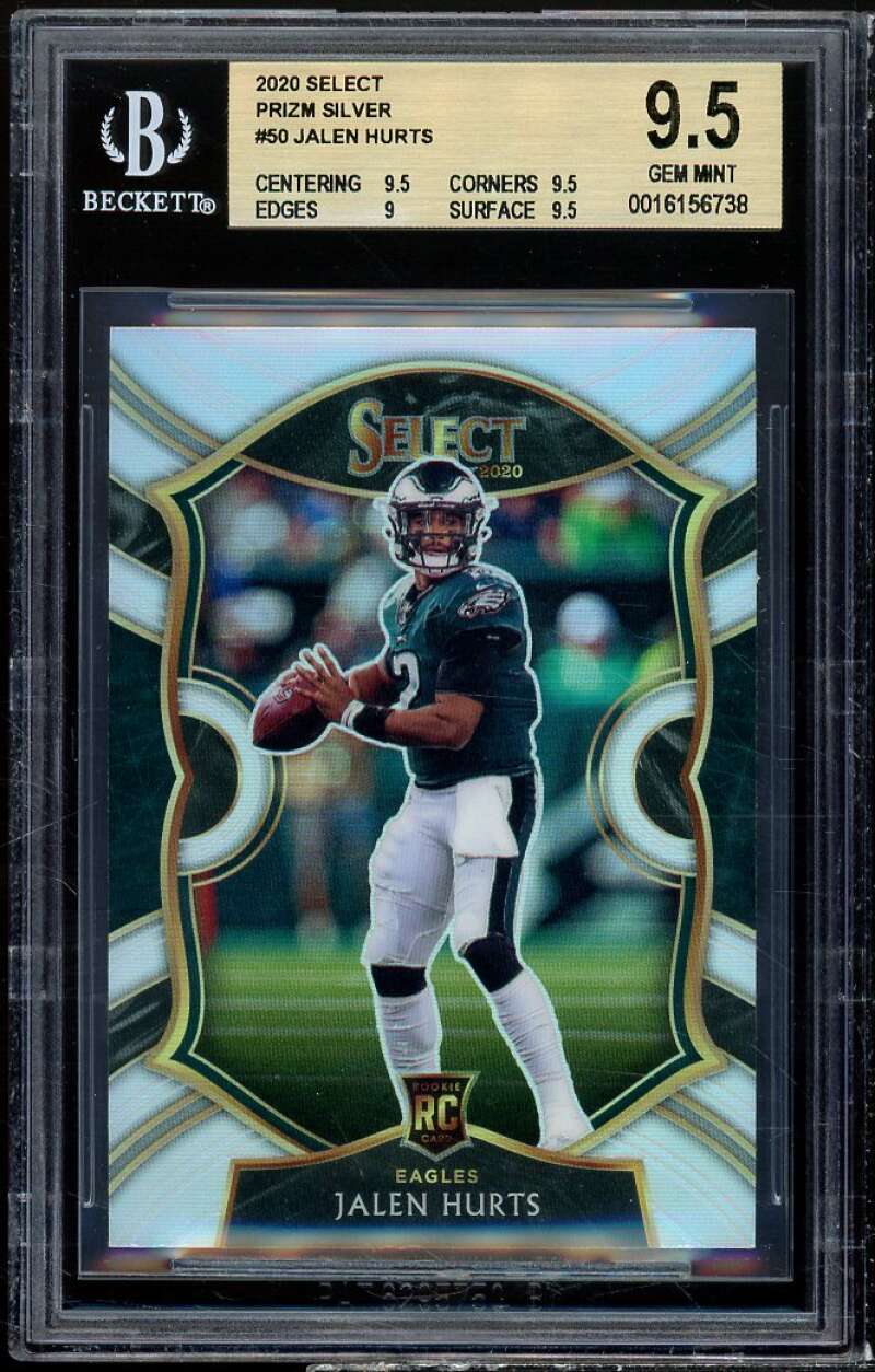 Jalen Hurts Rookie Card 2020 Select Prizm Silver #50 BGS 9.5 (9.5 9.5 9 9.5) Image 1