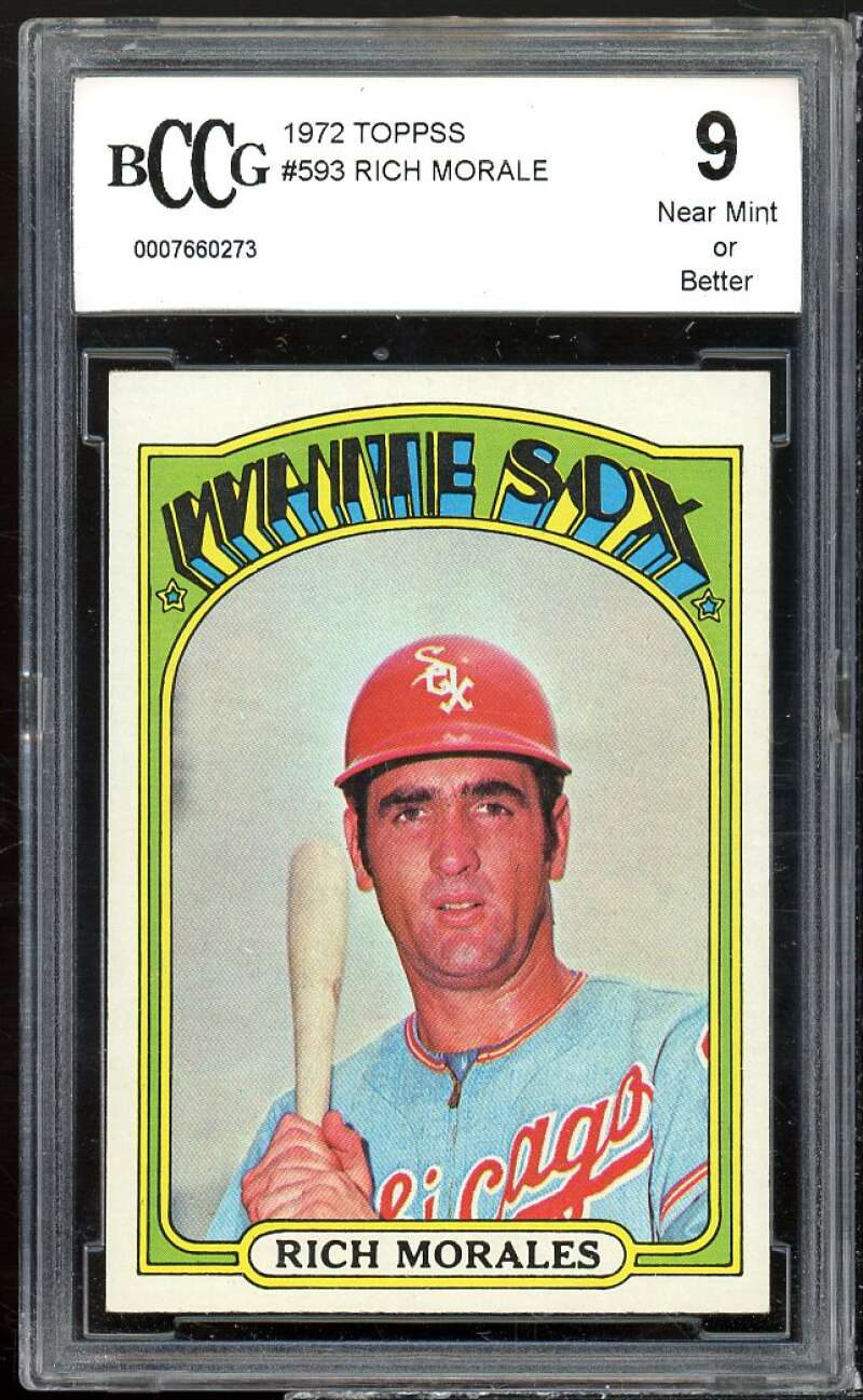 Rich Morales Card 1972 Topps #593 BCCG 9 Near Mint+ Image 1