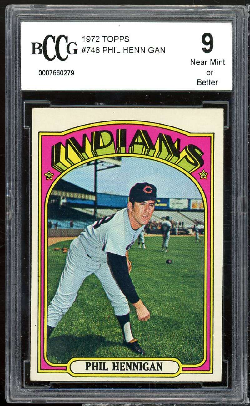 Phil Hennigan Card 1972 Topps #748 BCCG 9 Near Mint+ Image 1