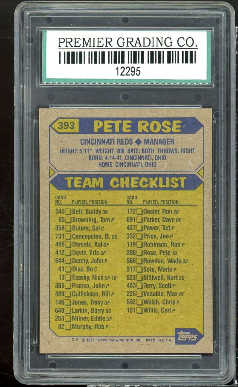 Pete Rose Card 1987 Topps #393 PGC 9.5 MINT+ Image 2
