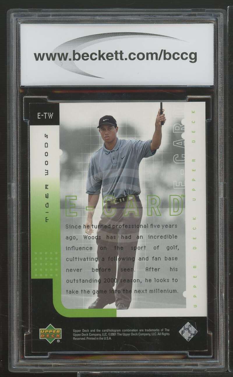 2001 Upper Deck E-Card #E-TW Tiger Woods Rookie Card BGS BCCG 10 Mint+ Image 2