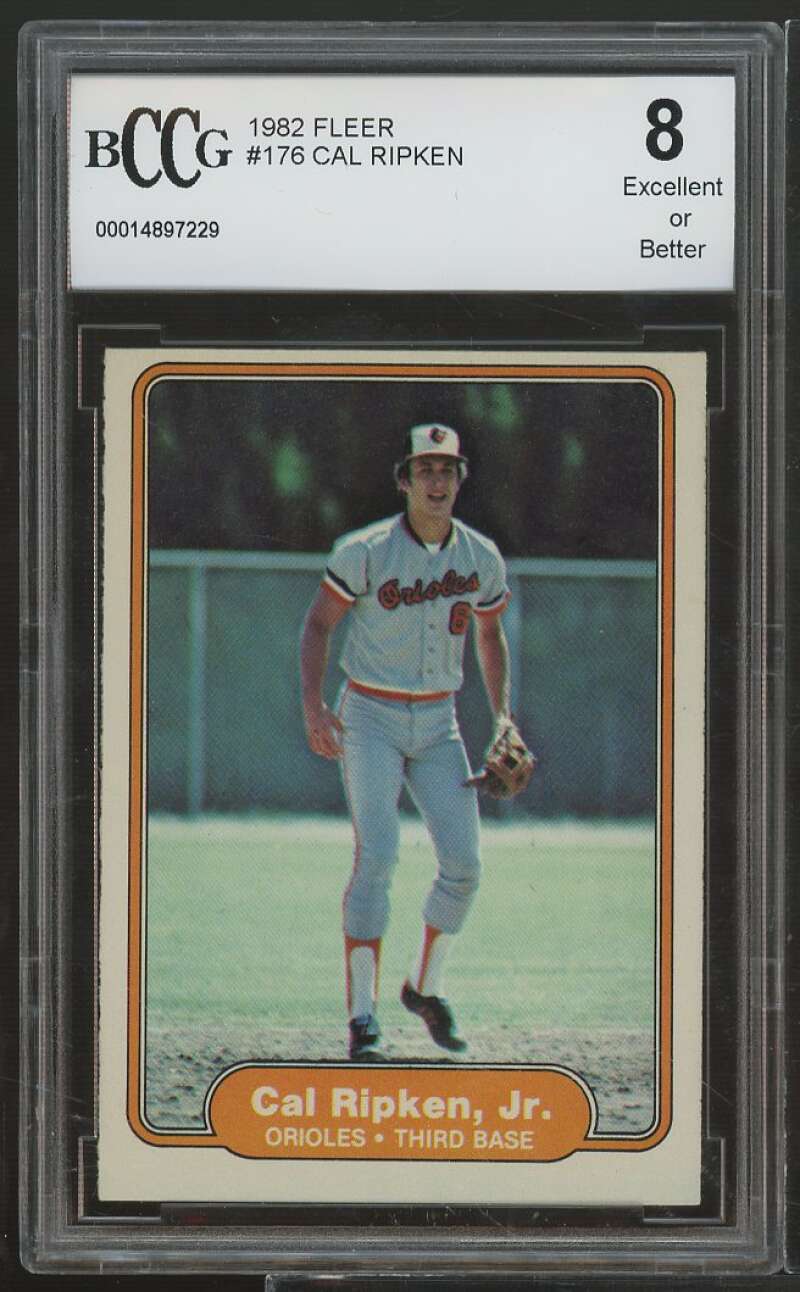 1982 fleer #176 CAL RIPKEN JR baltimore orioles rookie card BGS BCCG 8 Image 1