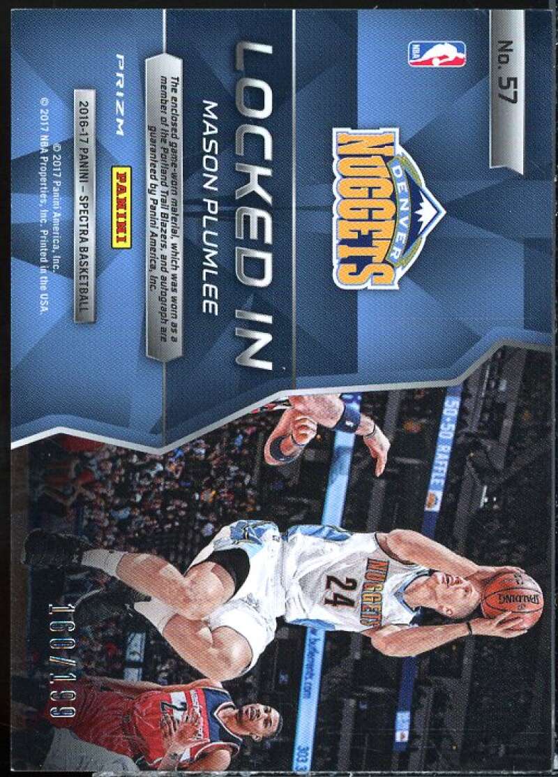 Mason Plumlee Card 2016-17 Panini Spectra Locked In Memorabilia Autographs #57  Image 2