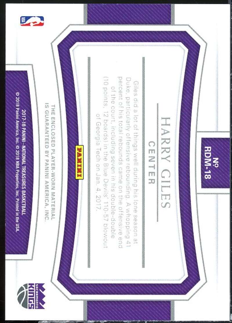 Harry Giles Rookie 2017-18 Panini National Treasures Rookie Dual Materials #18  Image 2