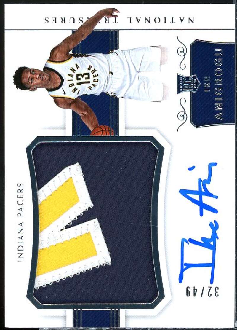 Ike Anigbogu 2017-18 National Treasures Rookie Patch Autographs Horizontal #143  Image 1