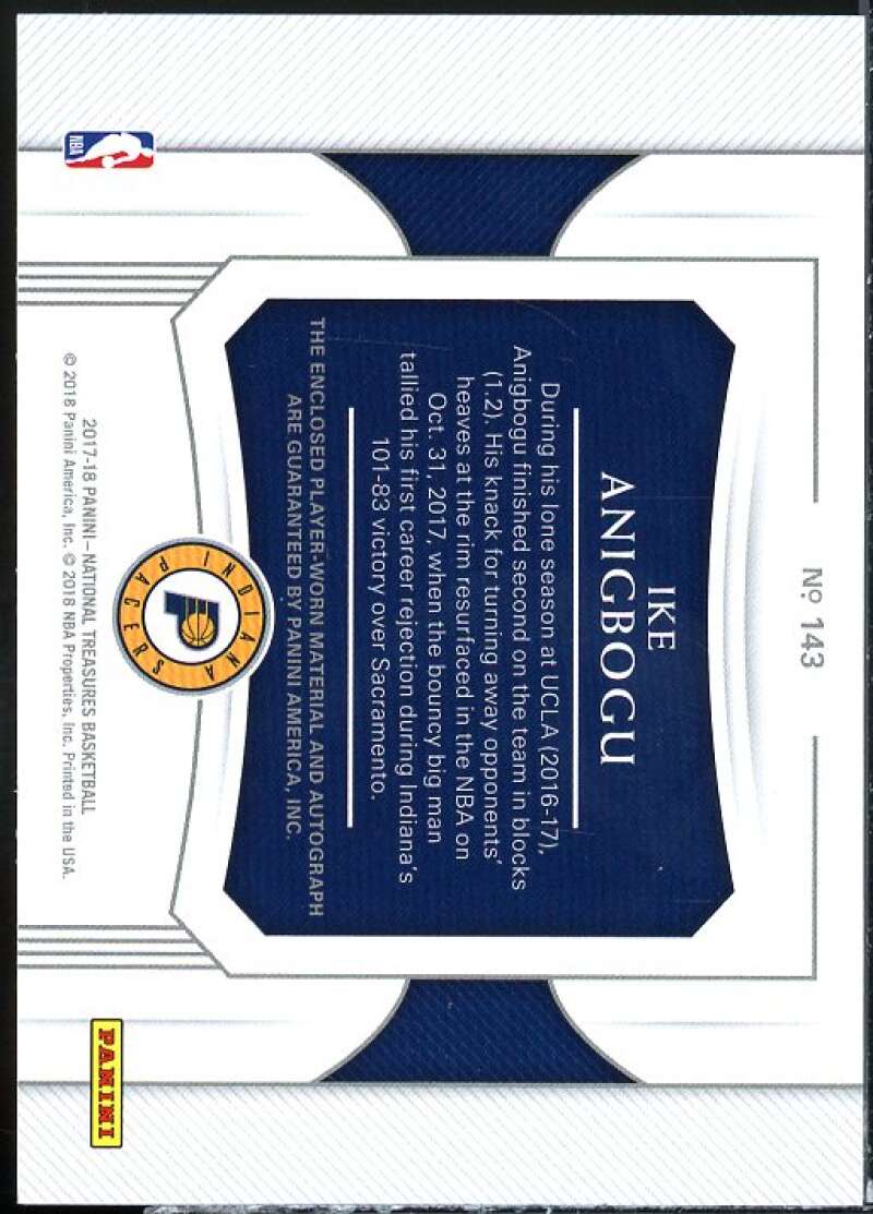 Ike Anigbogu 2017-18 National Treasures Rookie Patch Autographs Horizontal #143  Image 2