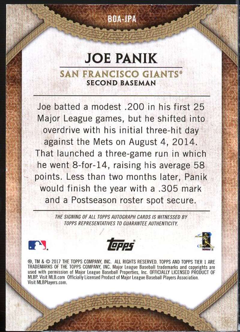 Joe Panik Card 2017 Topps Tier One Break Out Autographs #BOAJPA  Image 2