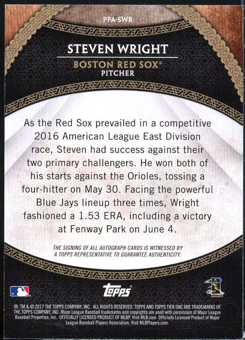 Steven Wright Card 2017 Topps Tier One Prime Performers Autographs #PPASWR  Image 2