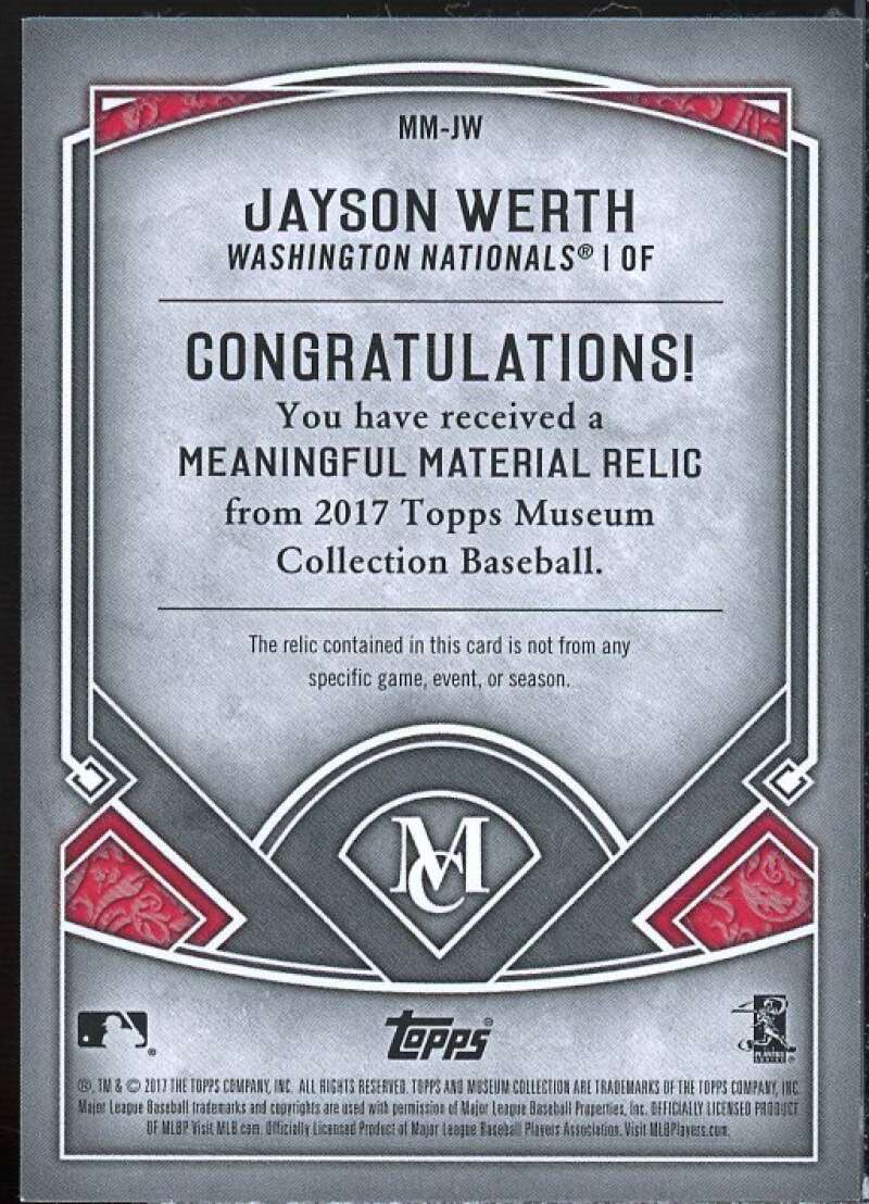 Jayson Werth 2017 Museum Collection Meaningful Materials Relics Copper #MMJW  Image 2