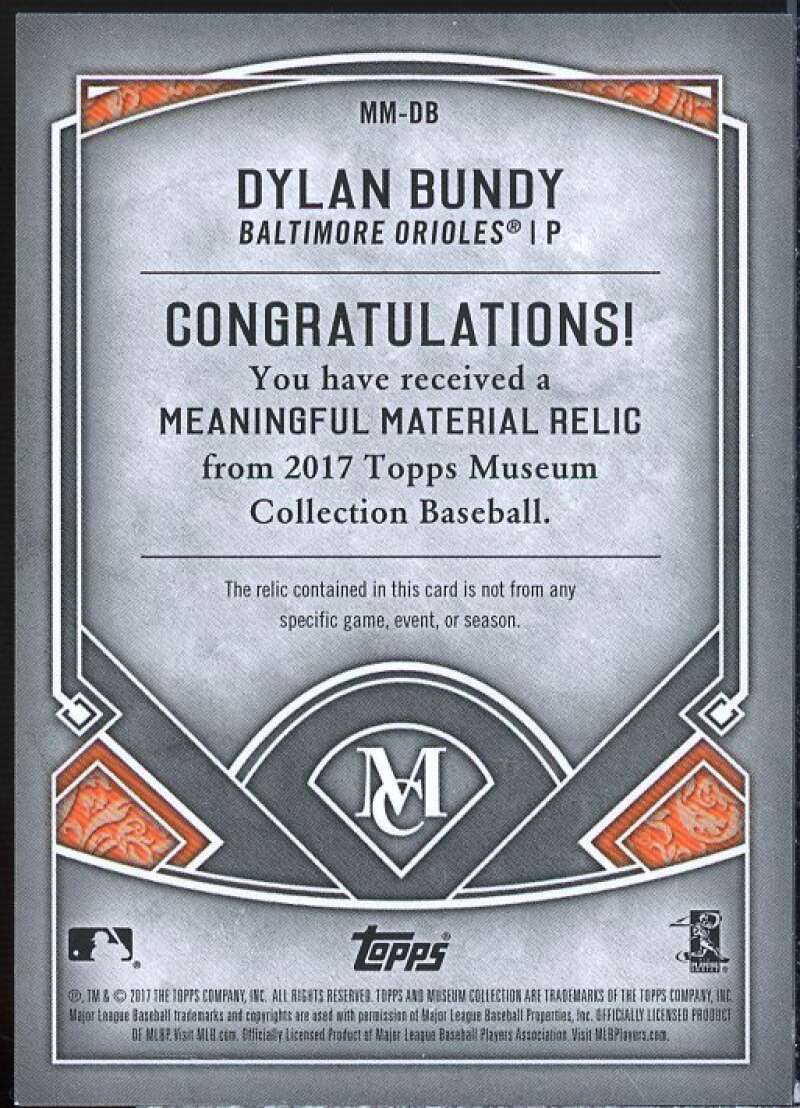 Dylan Bundy 2017 Museum Collection Meaningful Materials Relics Copper #MMDB  Image 2