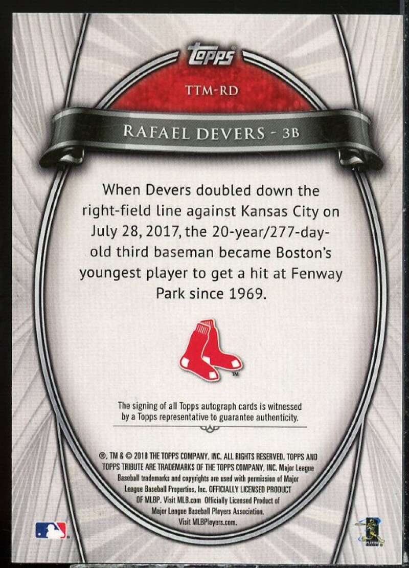 Rafael Devers Card 2018 Topps Tribute Tribute to the Moment Autographs #TTMRD  Image 2