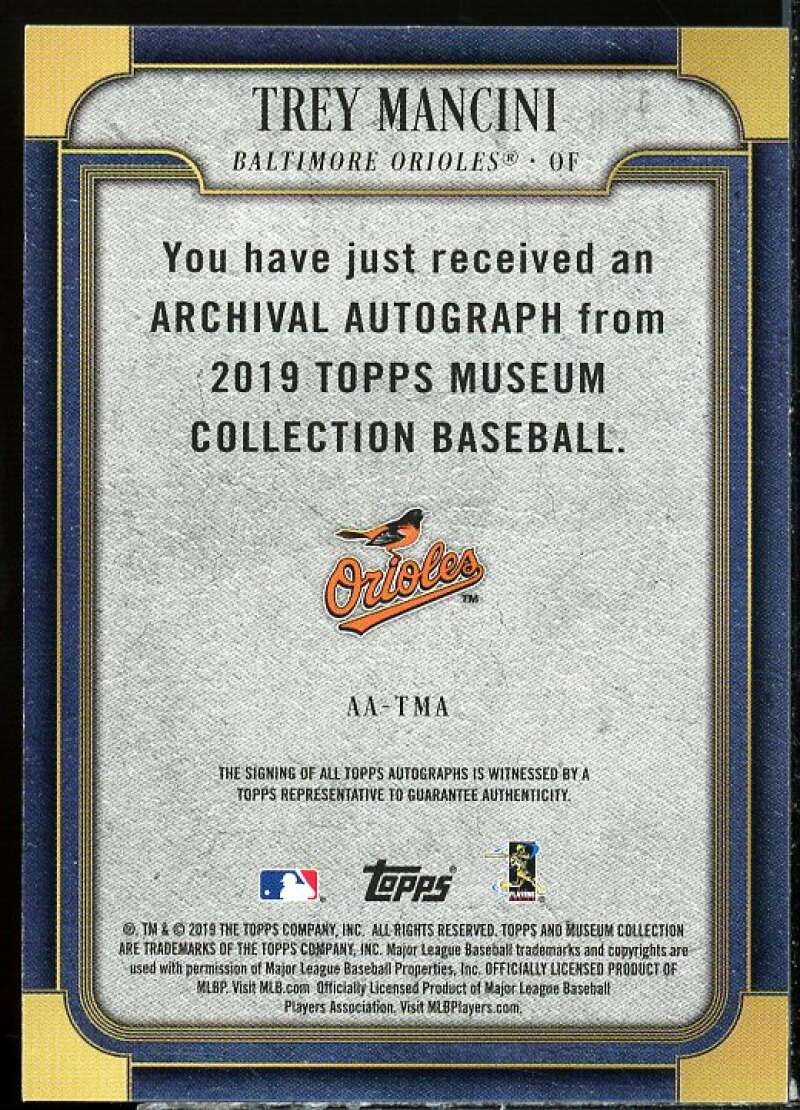 Trey Mancini Card 2019 Topps Museum Collection Archival Autographs #AATMA  Image 2