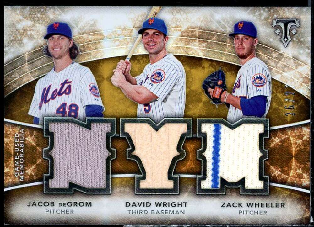 Jacob deGrom/Wheeler/David Wright 2015 Triple Thread Relic Combo Sepia #TTRCDWW  Image 1