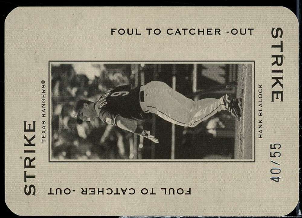 Hank Blalock Card 2005 Throwback Threads Polo Grounds 55 STRIKE Foul #15  Image 1