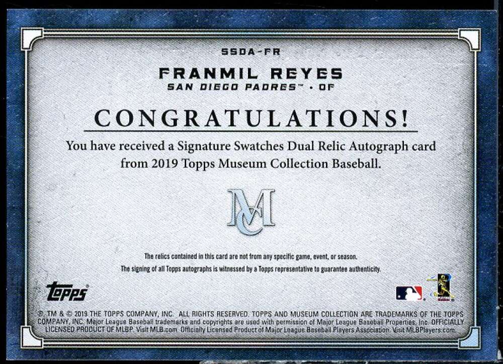 Franmil Reyes 2019 Museum Collection Signature Swatches Dual Relic AU #SSDAFR  Image 2