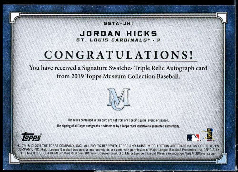 J. Hicks 2019 Museum Collection Signature Swatche Triple JSY AU Copper #SSTAJHI  Image 2