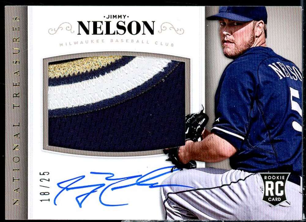 Jimmy Nelson 2014 Panini National Treasure Rookie Material Signatures Gold #170  Image 1