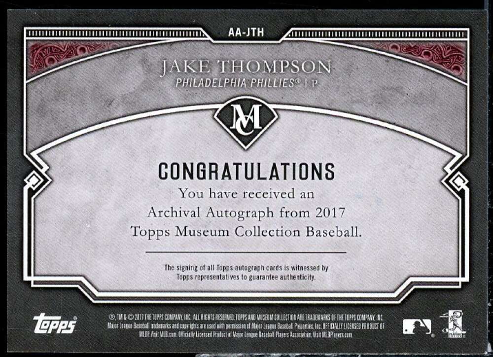 Jake Thompson 2017 Topps Museum Collection Archival Autographs Copper #AAJTH  Image 2