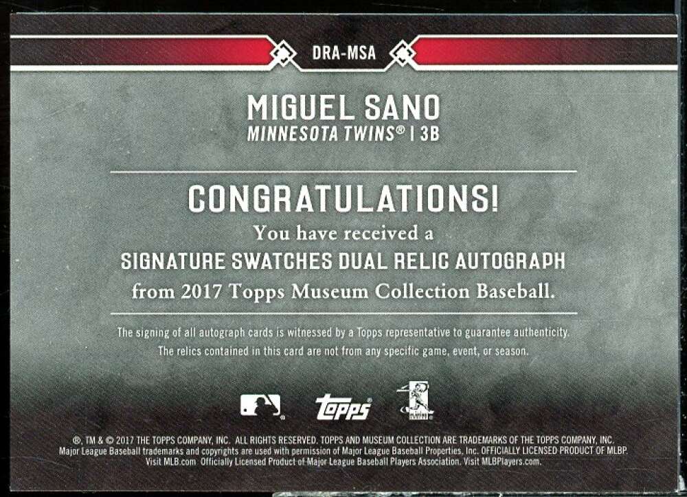 Miguel Sano 2017 Topps Museum Collection Signature Swatche Dual Relic AU #DRAMS  Image 2