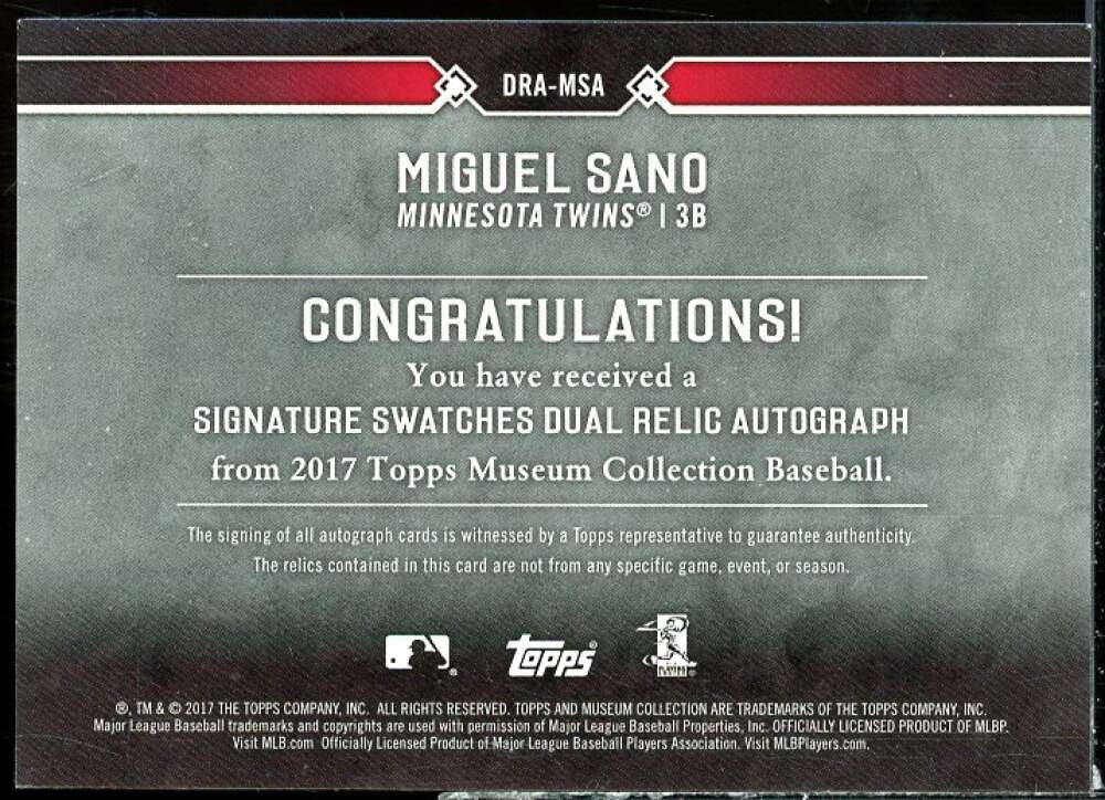 Miguel Sano 2017 Topps Museum Collection Signature Swatche Dual Relic AU #DRAMS  Image 2