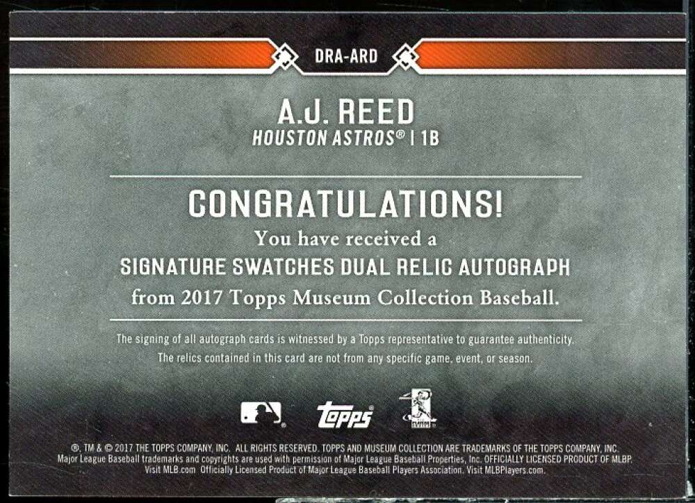 A.J. Reed 2017 Topps Museum Collection Signature Swatches Dual Relic AU #DRAARD  Image 2