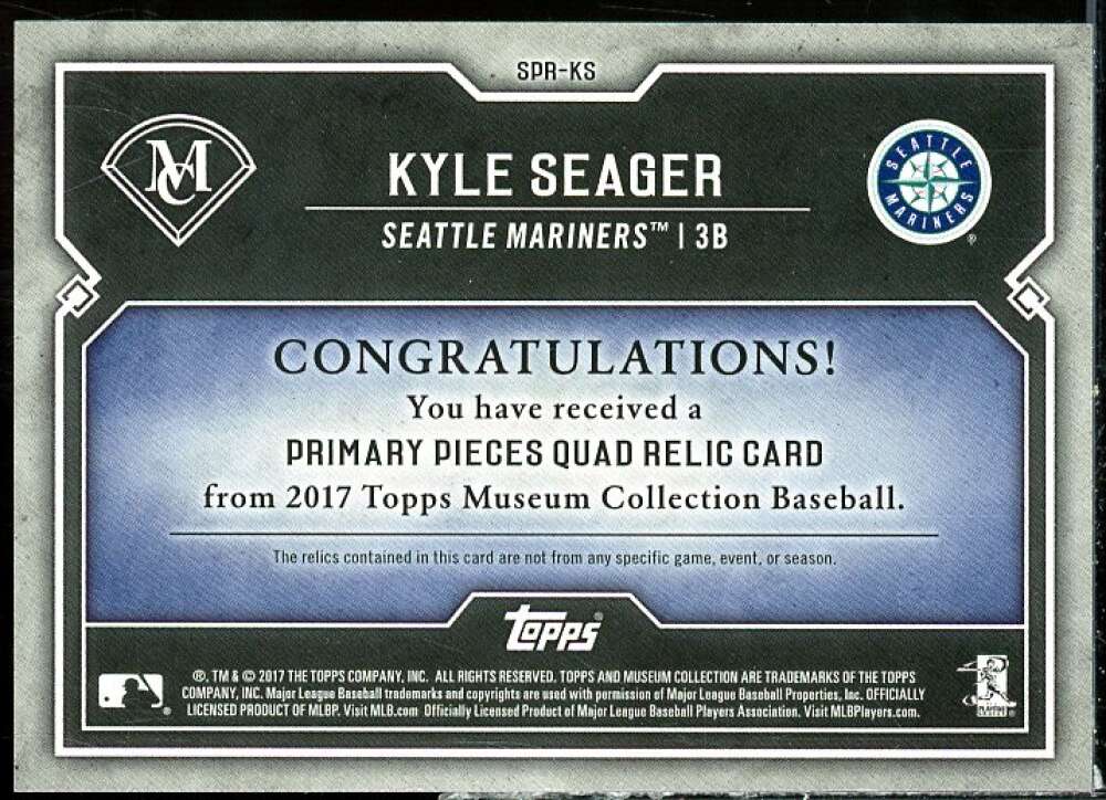Kyle Seager 2017 Topps Museum Collection Primary Pieces Quad Relics Gold #SPRKS  Image 2