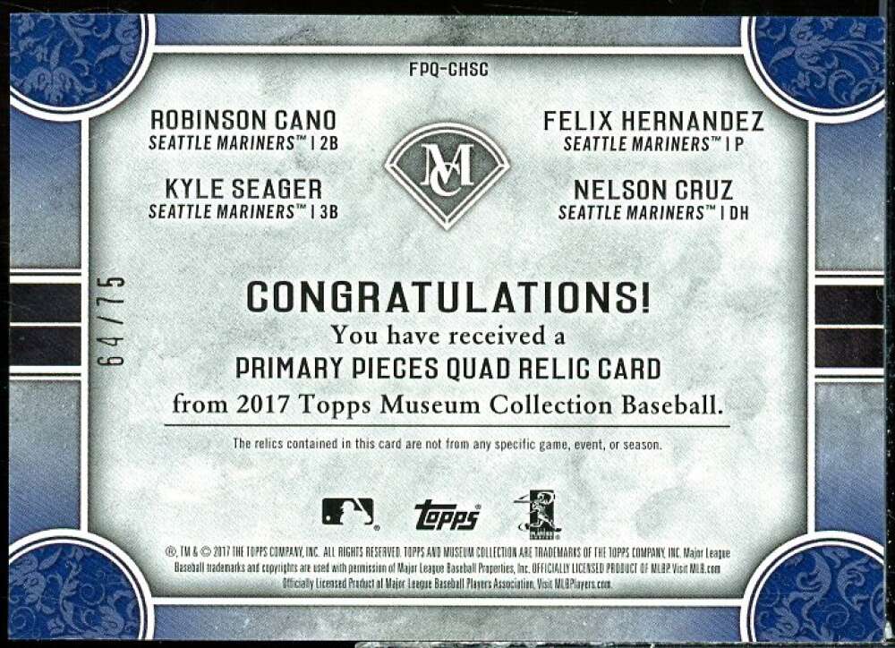 Hernandez/Seager/Cruz/ Cano 2017 Museum Primary Piece Four Player JSYs #FPQCHSC  Image 2