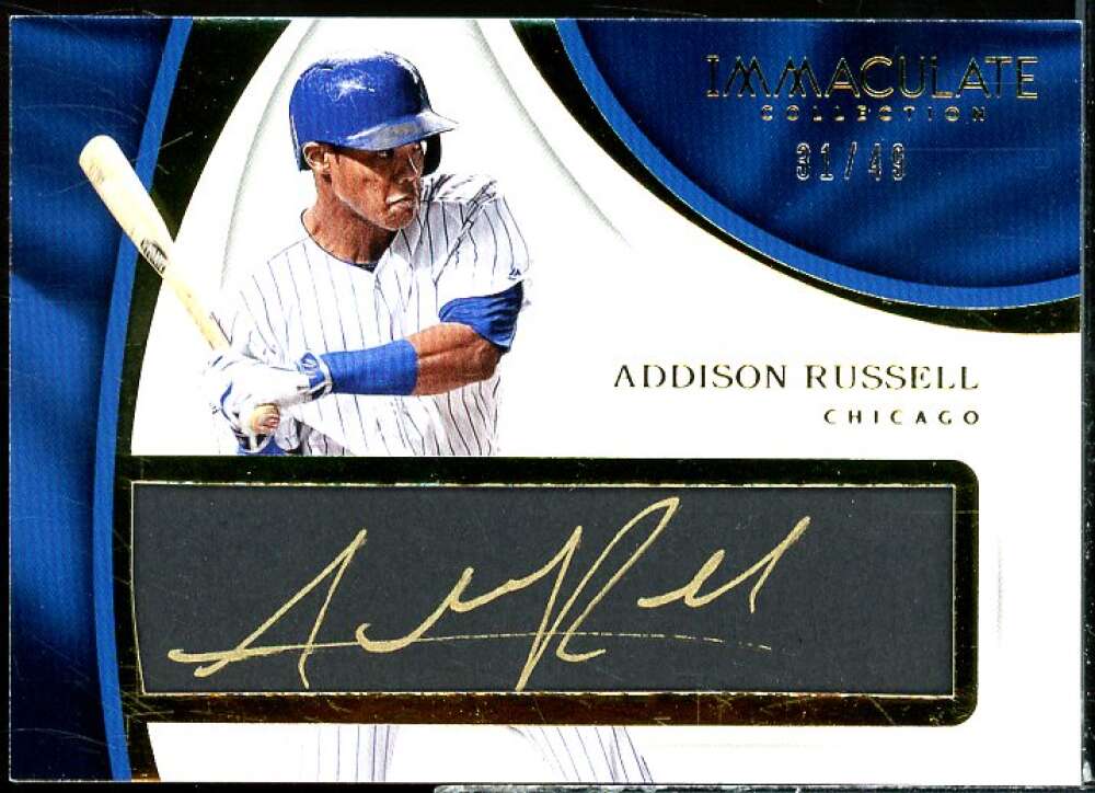 Addison Russell 2017 Immaculate Collection Immaculate Tweed Weave Signatures #6  Image 1
