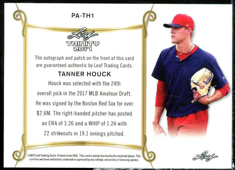 Tanner Houck Card 2017 Leaf Trinity Patch Autographs #PATH1  Image 2